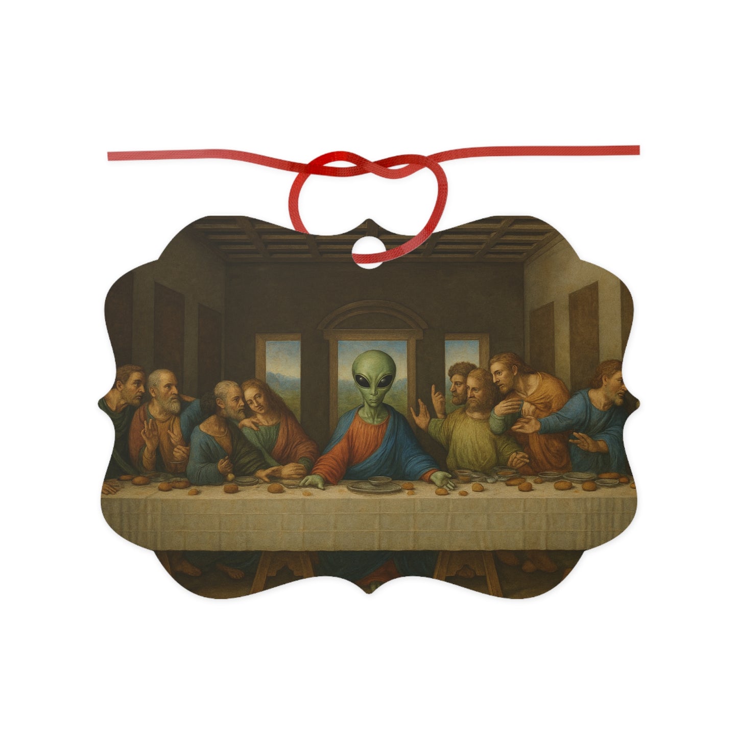 Alien Last Supper Aluminum Ornament — Funny UFO Christmas Decoration