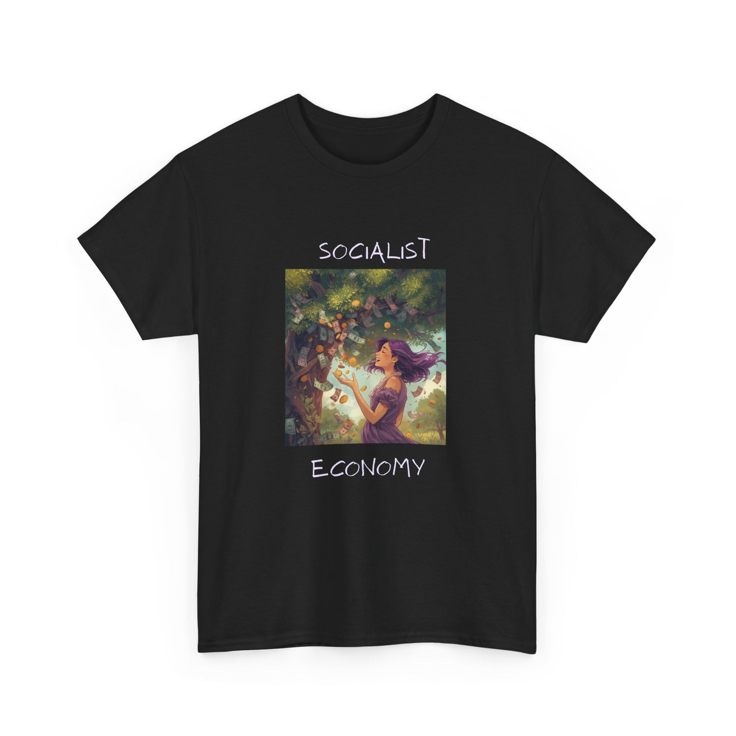 Socialist Economy Graphic Tee — Retro Fairy Illustration Political T‑Shirt