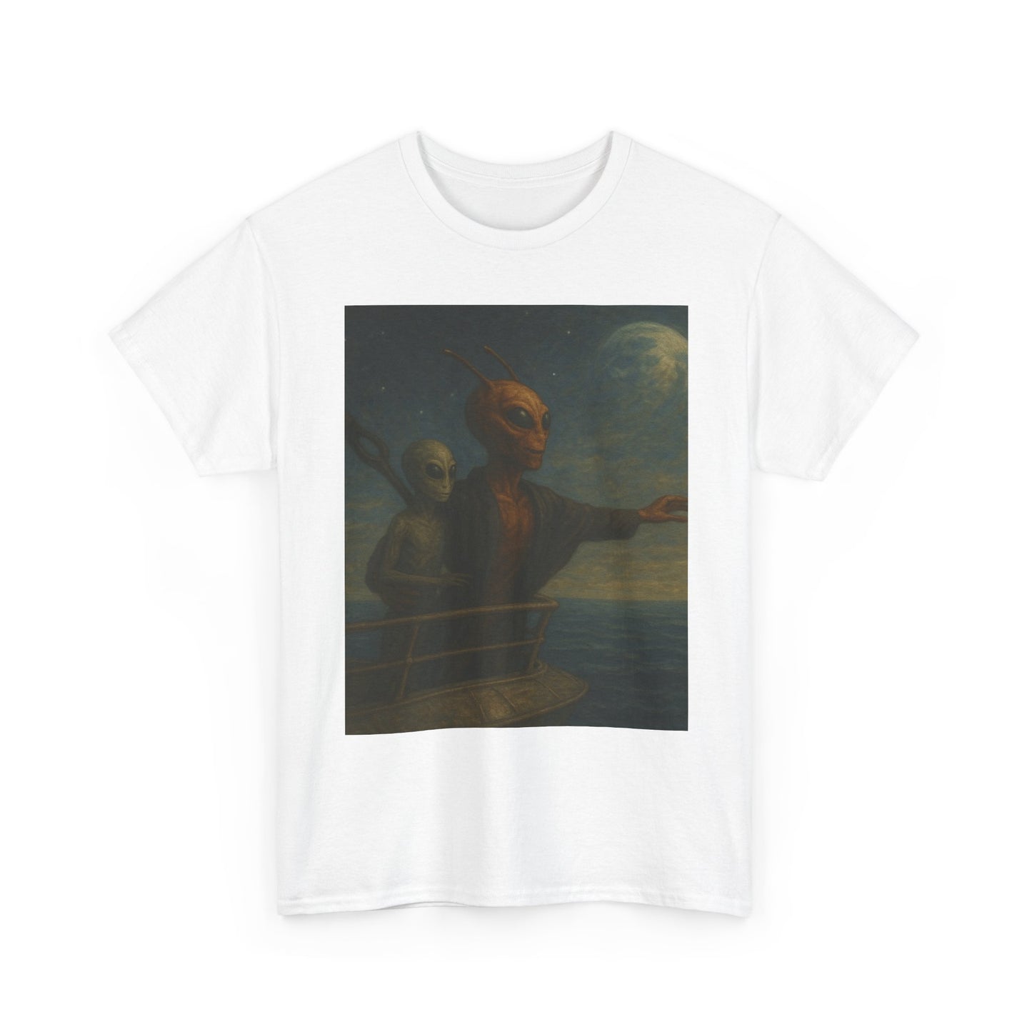 Vintage Gothic Painting Tee — Moonlit Ghost Ship Art T-Shirt