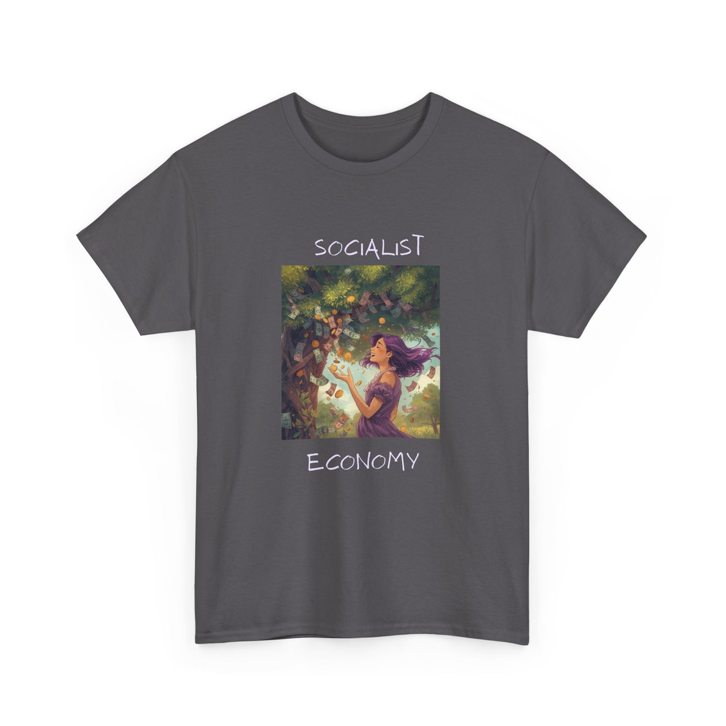 Socialist Economy Graphic Tee — Retro Fairy Illustration Political T‑Shirt