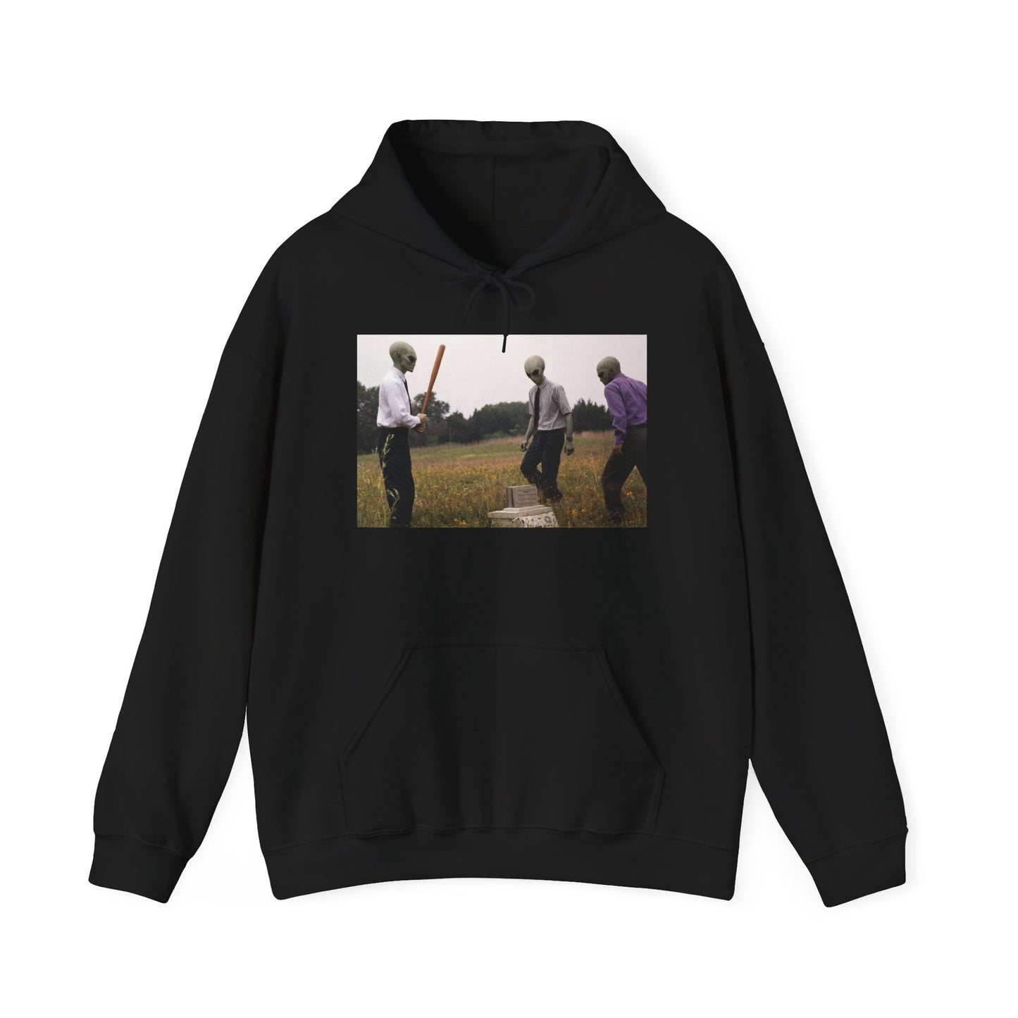 Hoodie — Vintage Field Photo Crew Baseball Bat Retro Graphic Hoodie