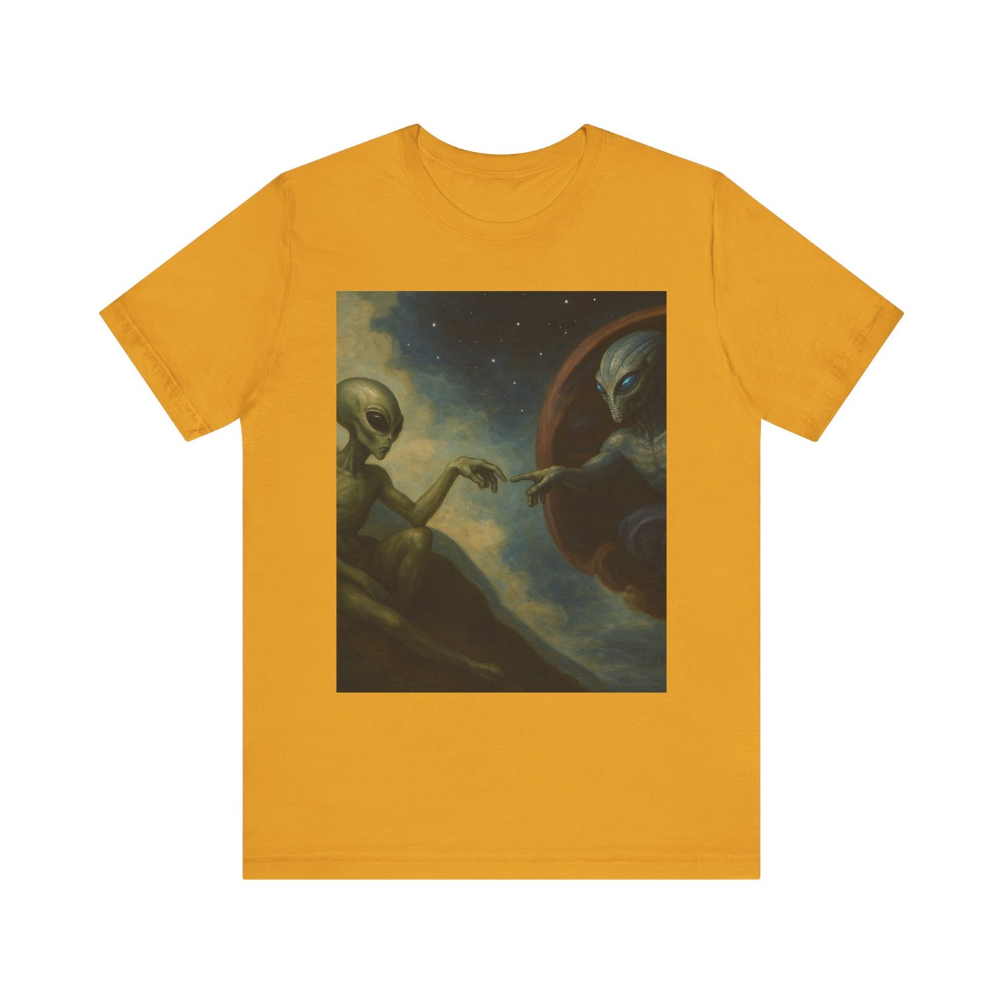 Alien Creation Tee — Cosmic Michelangelo Graphic T-Shirt