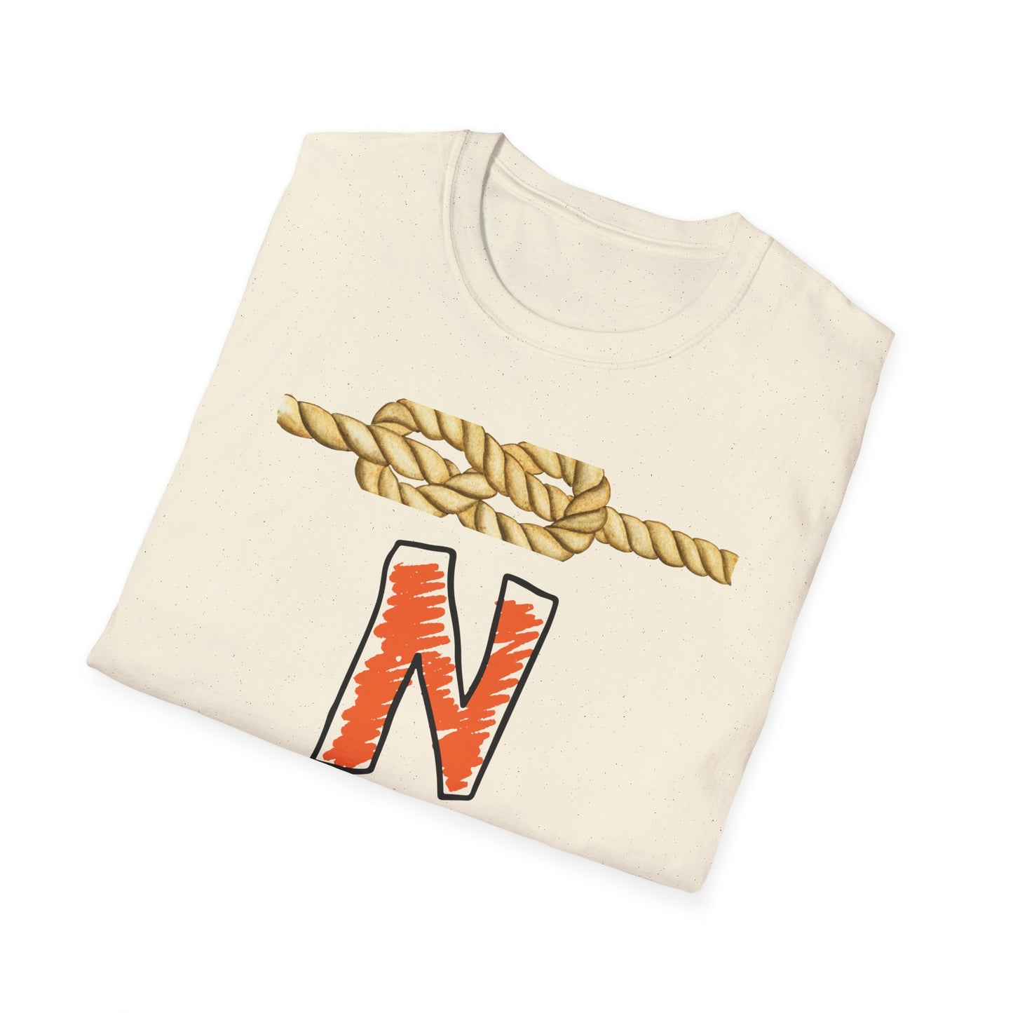 N Letter Graphic T-Shirt — Nautical Rope & Arcade Gamer Design