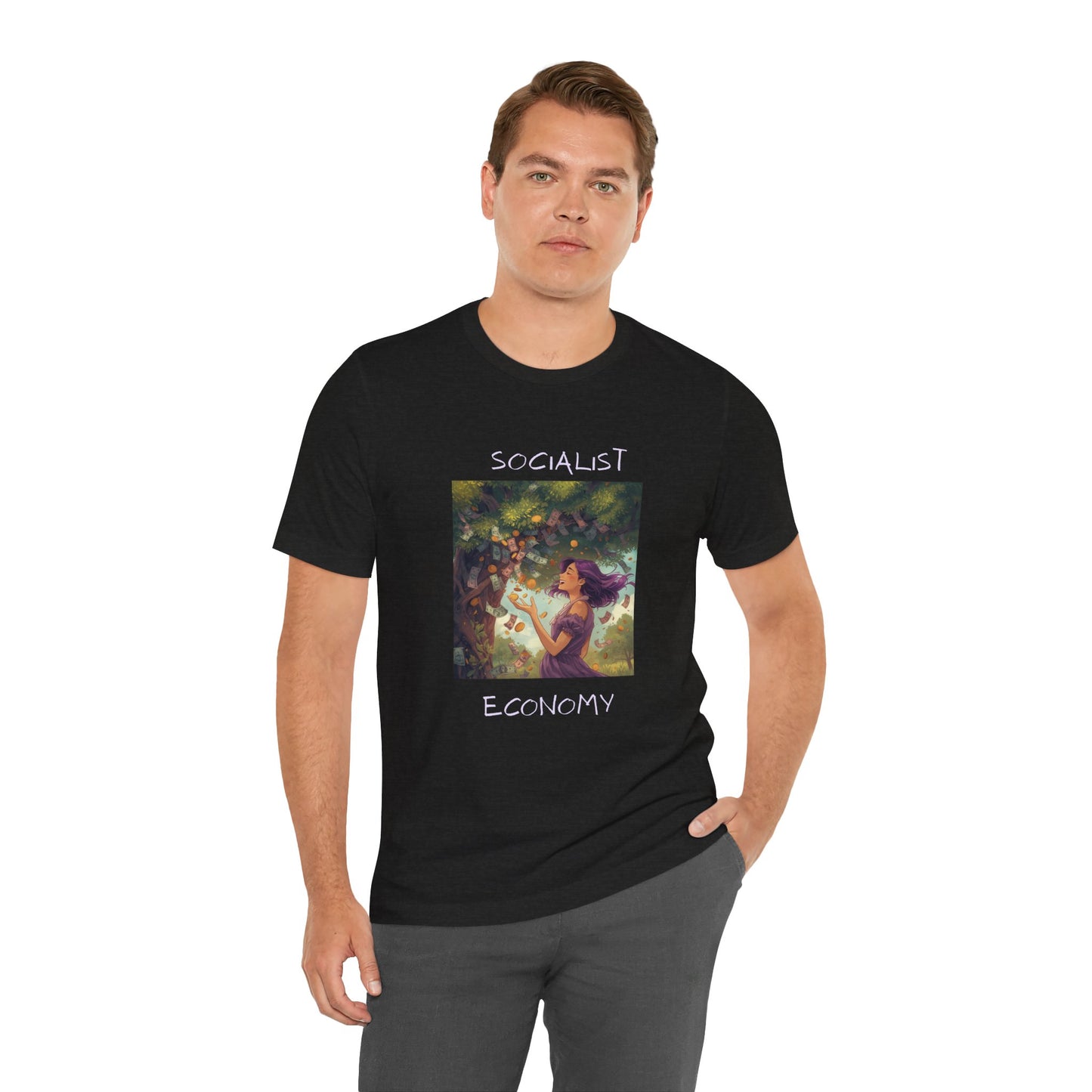 Socialist Economy Graphic Tee — Whimsical Nature Illustration T-Shirt