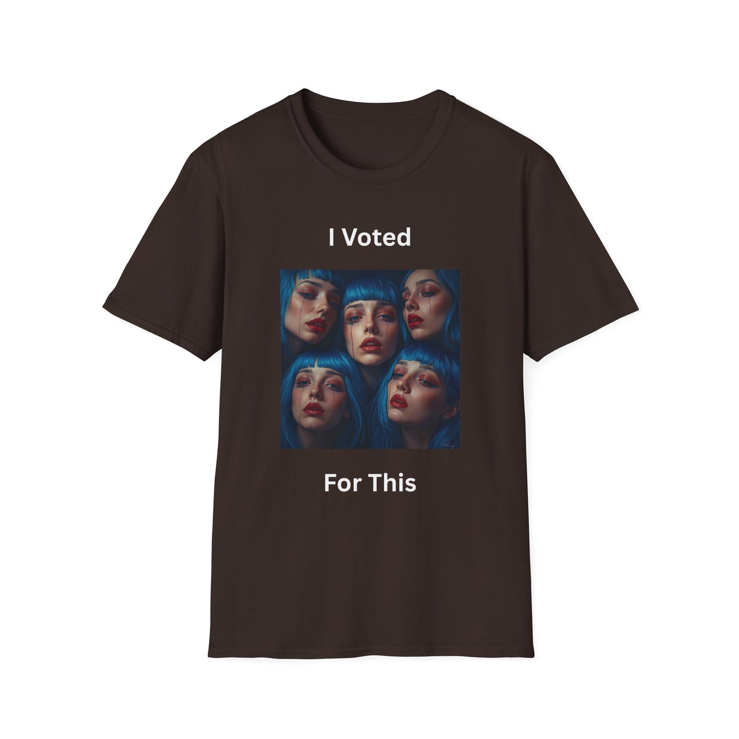 I Voted For This Graphic T-Shirt — Blue Hair Portrait Collage Tee