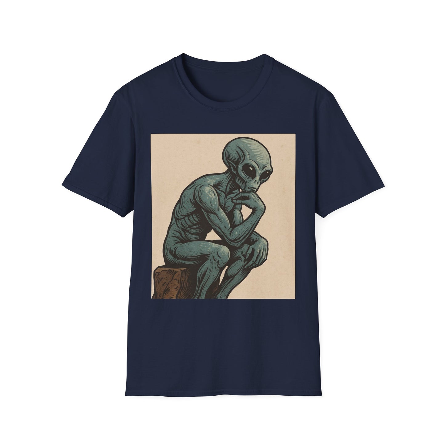 Alien Thinker T-Shirt — Retro Art Sci‑Fi Graphic Tee