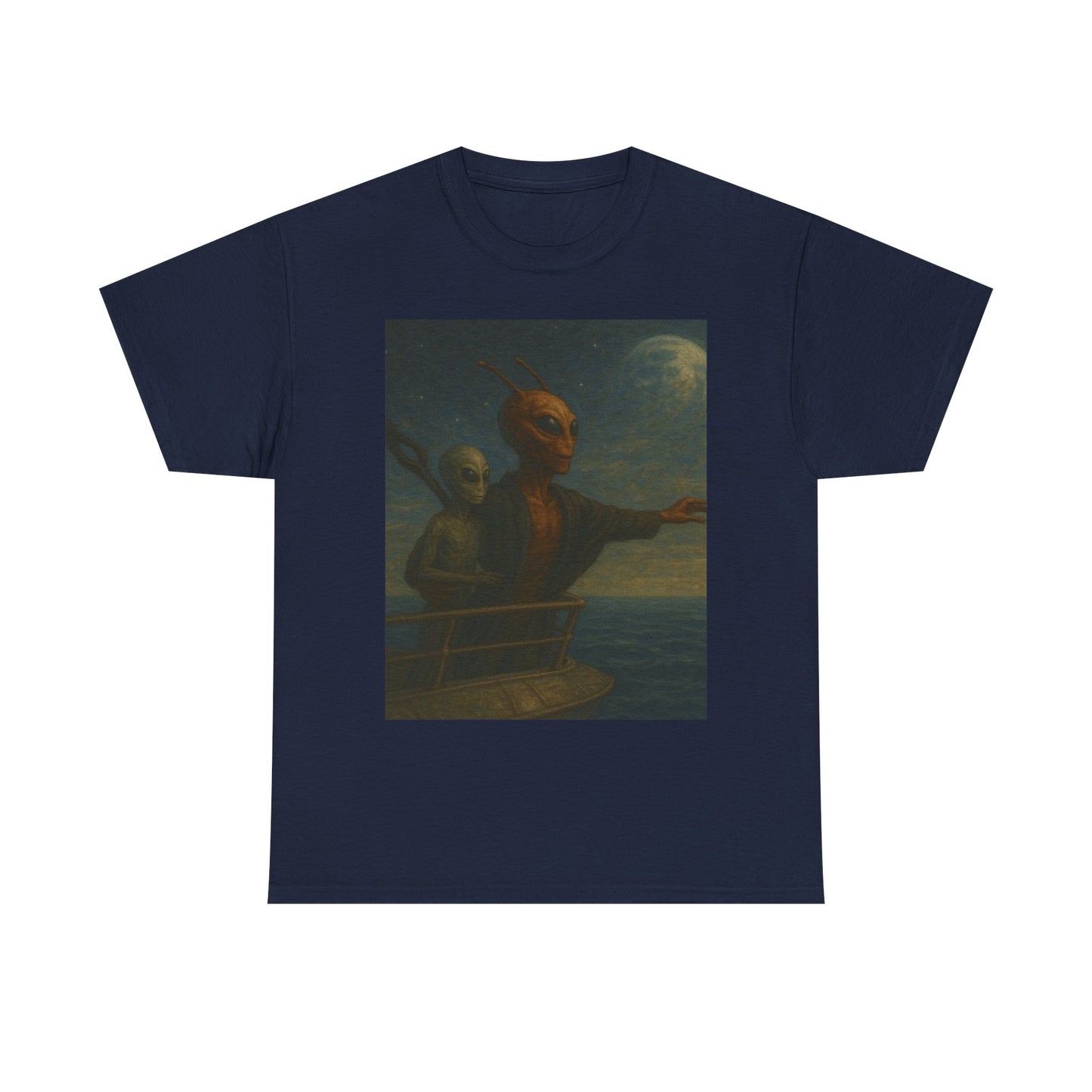 Vintage Gothic Painting Tee — Moonlit Ghost Ship Art T-Shirt