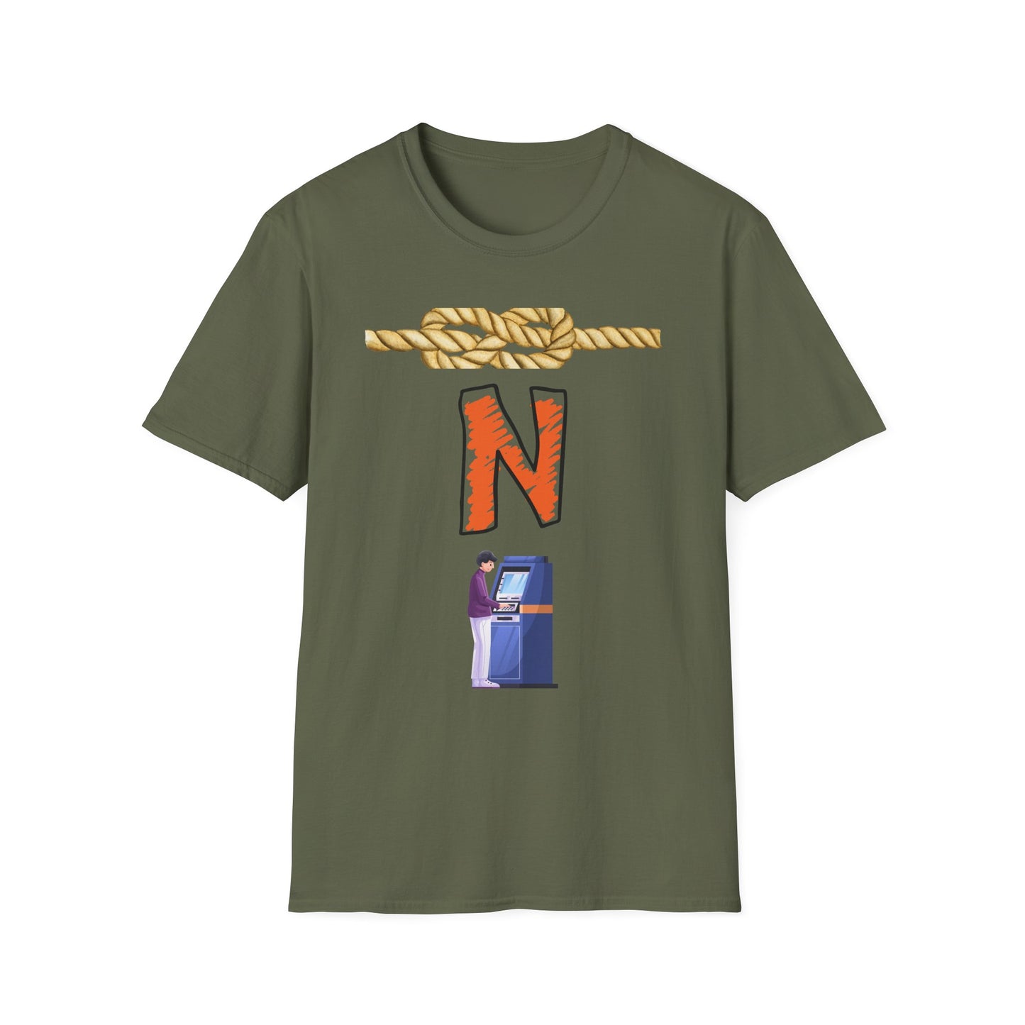 N Letter Graphic T-Shirt — Nautical Rope & Arcade Gamer Design
