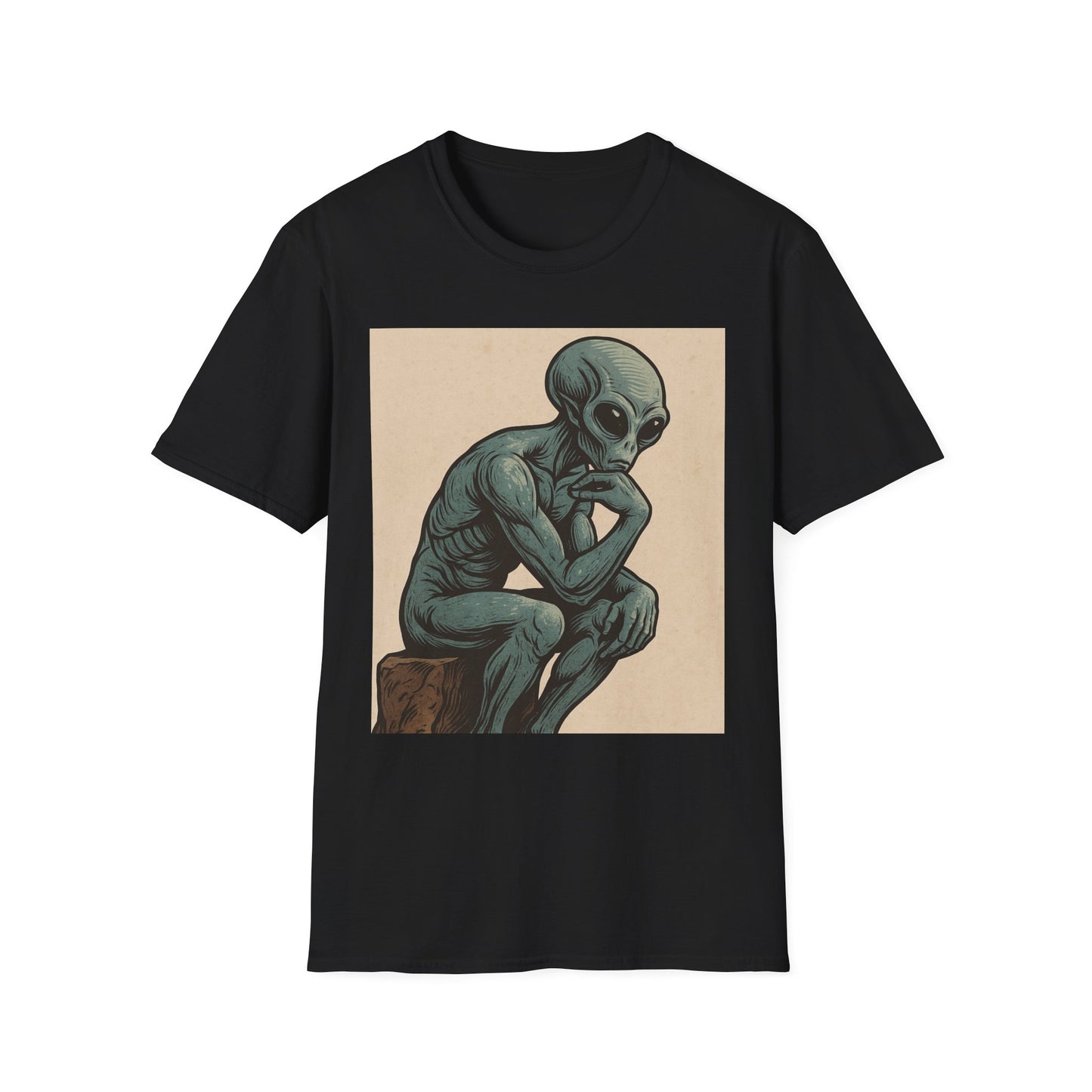 Alien Thinker T-Shirt — Retro Art Sci‑Fi Graphic Tee
