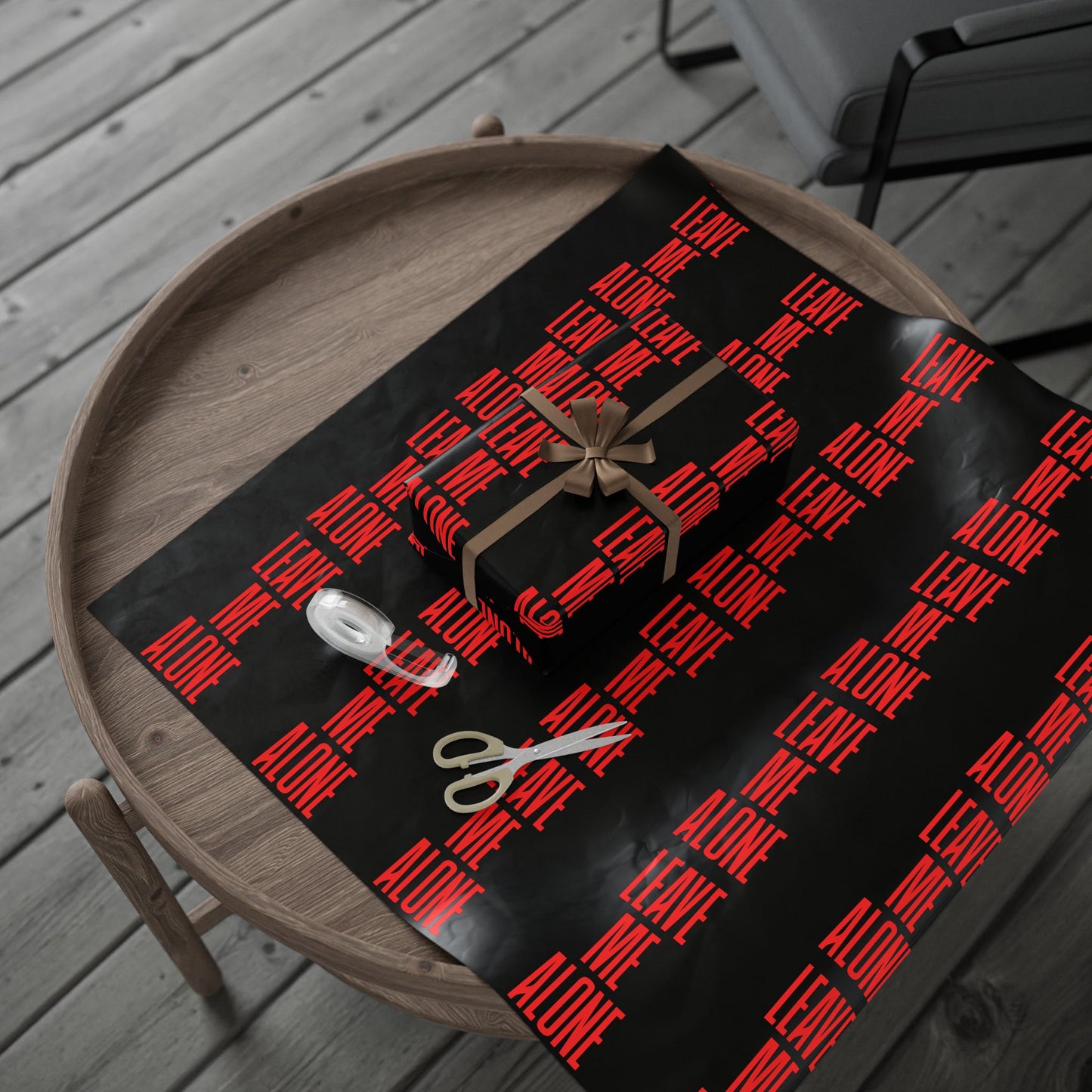 Wrapping Paper Roll — Black with Red Barcode Stripe Pattern, Modern Gift Wrap for Birthdays & Holidays