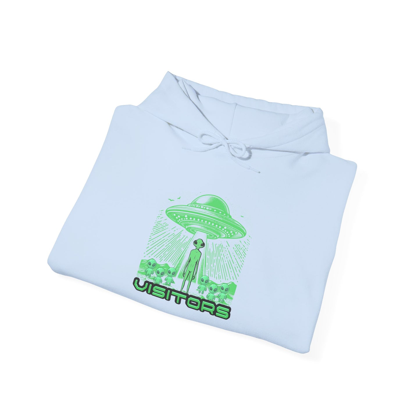 Alien Abduction Hoodie — "Visitors" Retro UFO Pullover
