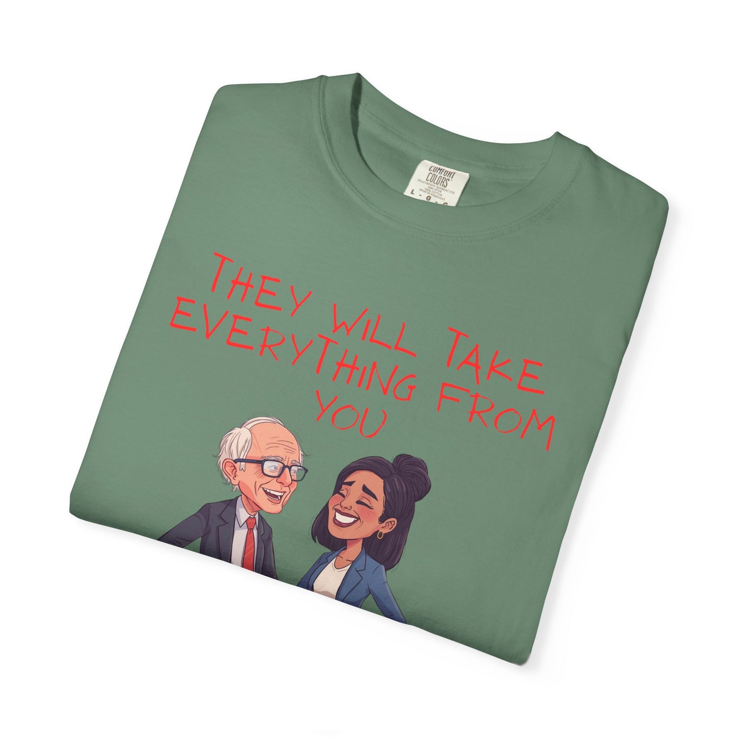 T-Shirt — 'They Will Take Everything From You But Your Job' Cartoon Duo Graphic Tee