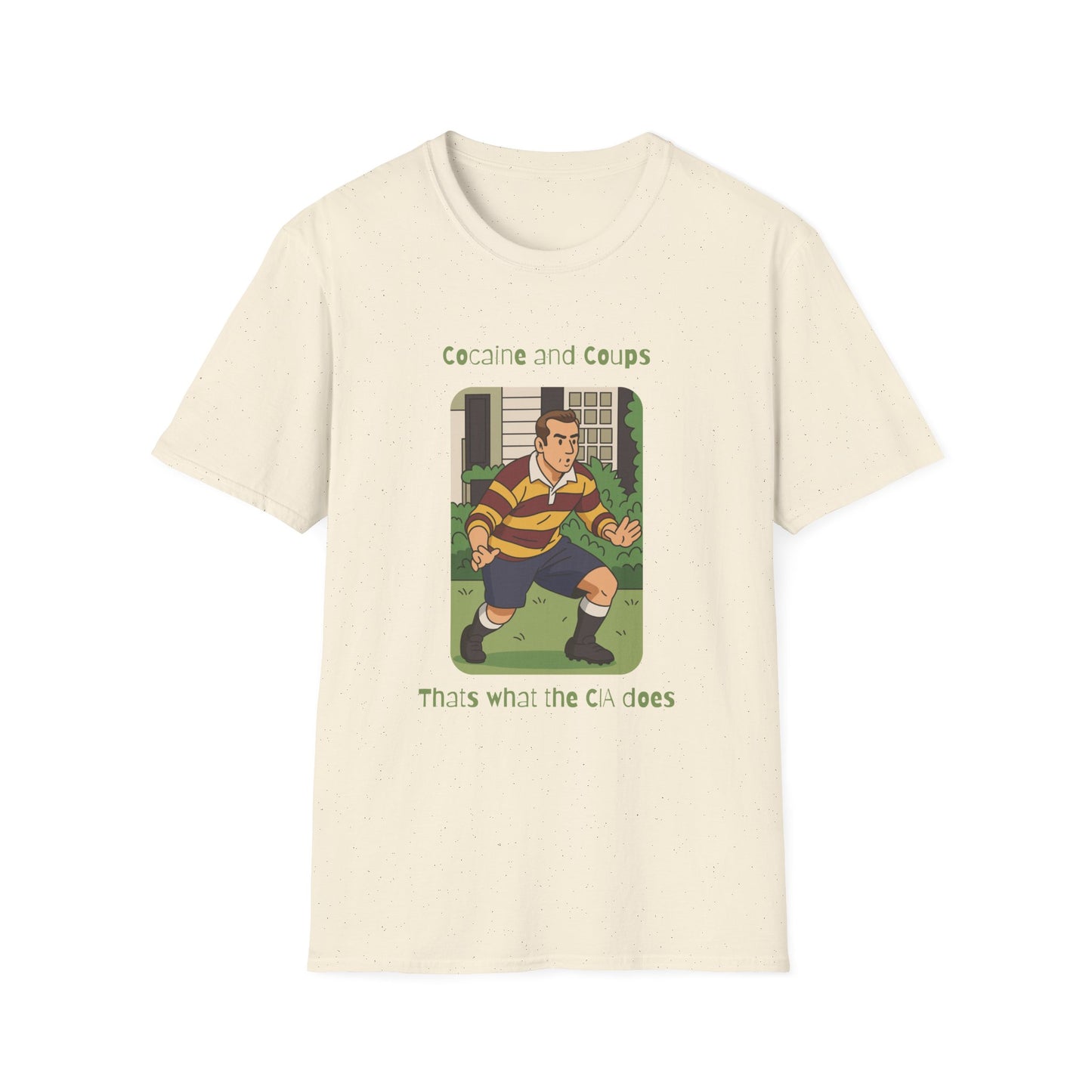 Rugby Player Illustration T-Shirt — 'Courage and Cupps' Vintage Sports Tee