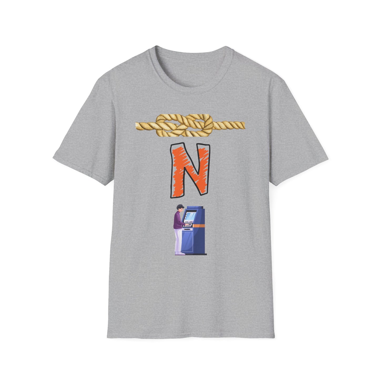 N Letter Graphic T-Shirt — Nautical Rope & Arcade Gamer Design