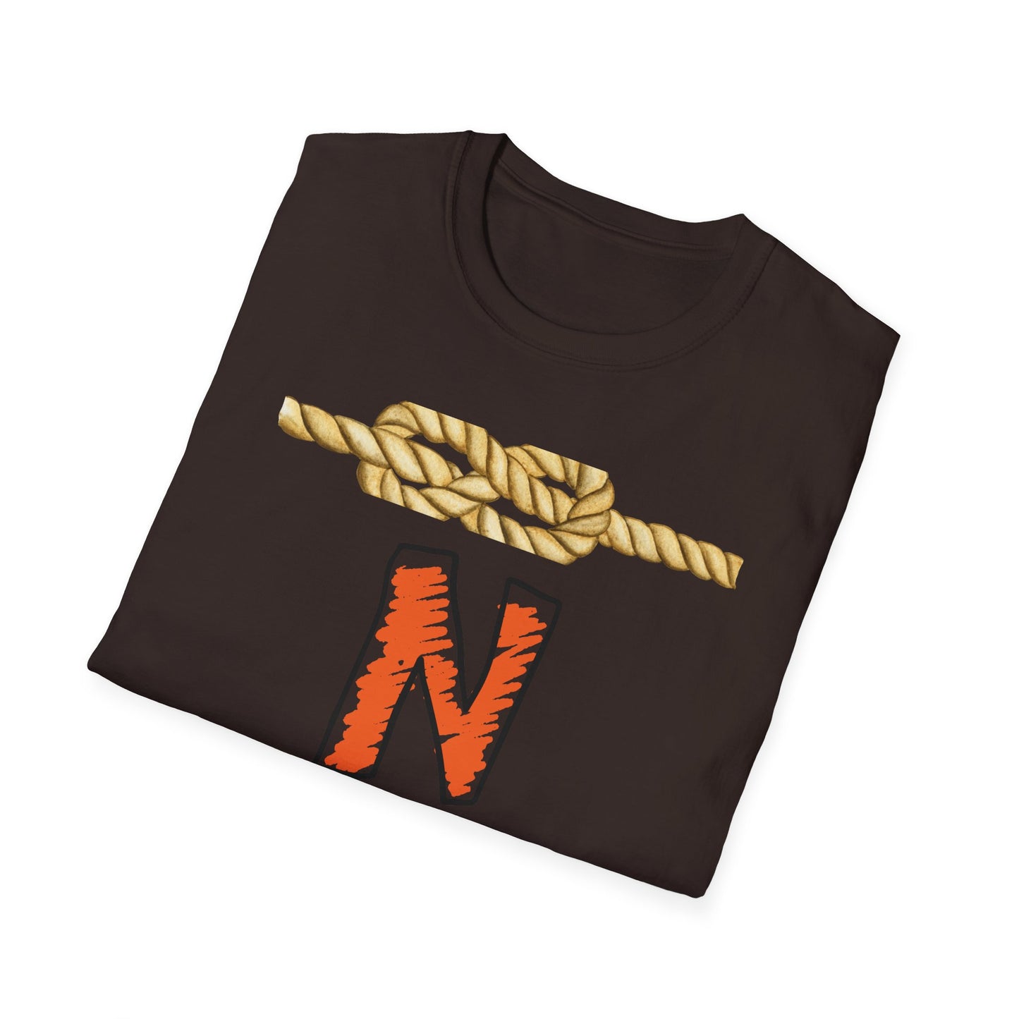 N Letter Graphic T-Shirt — Nautical Rope & Arcade Gamer Design