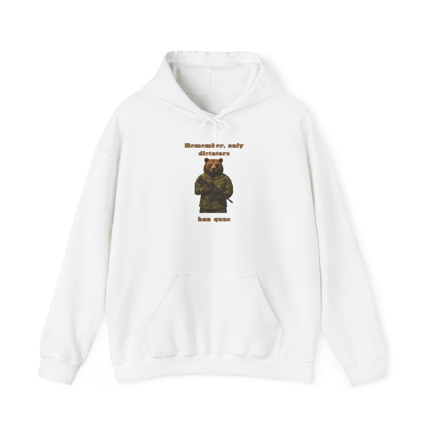 Military Bear Graphic Hoodie — "Brownsack, salty dictators have eyes" Novelty Streetwear