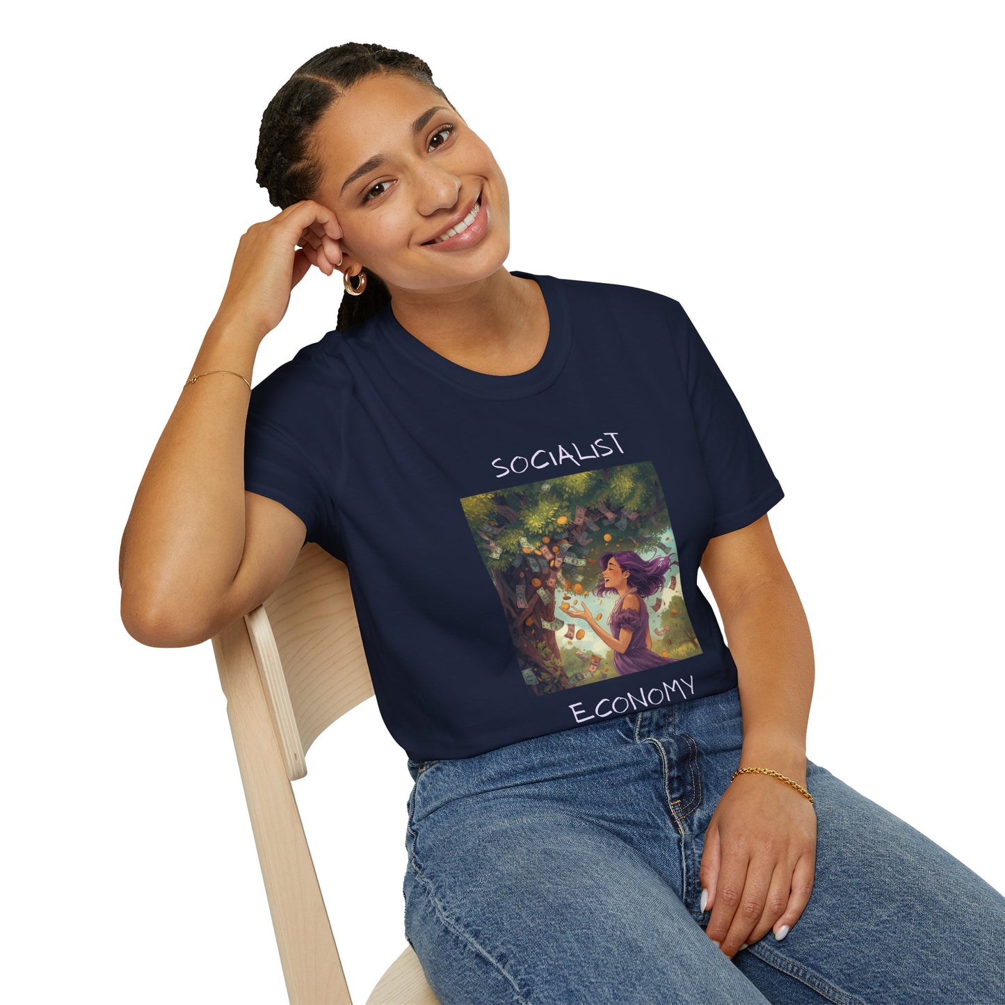 Socialist Economy T‑Shirt — Feminine Nature Illustration Political Tee
