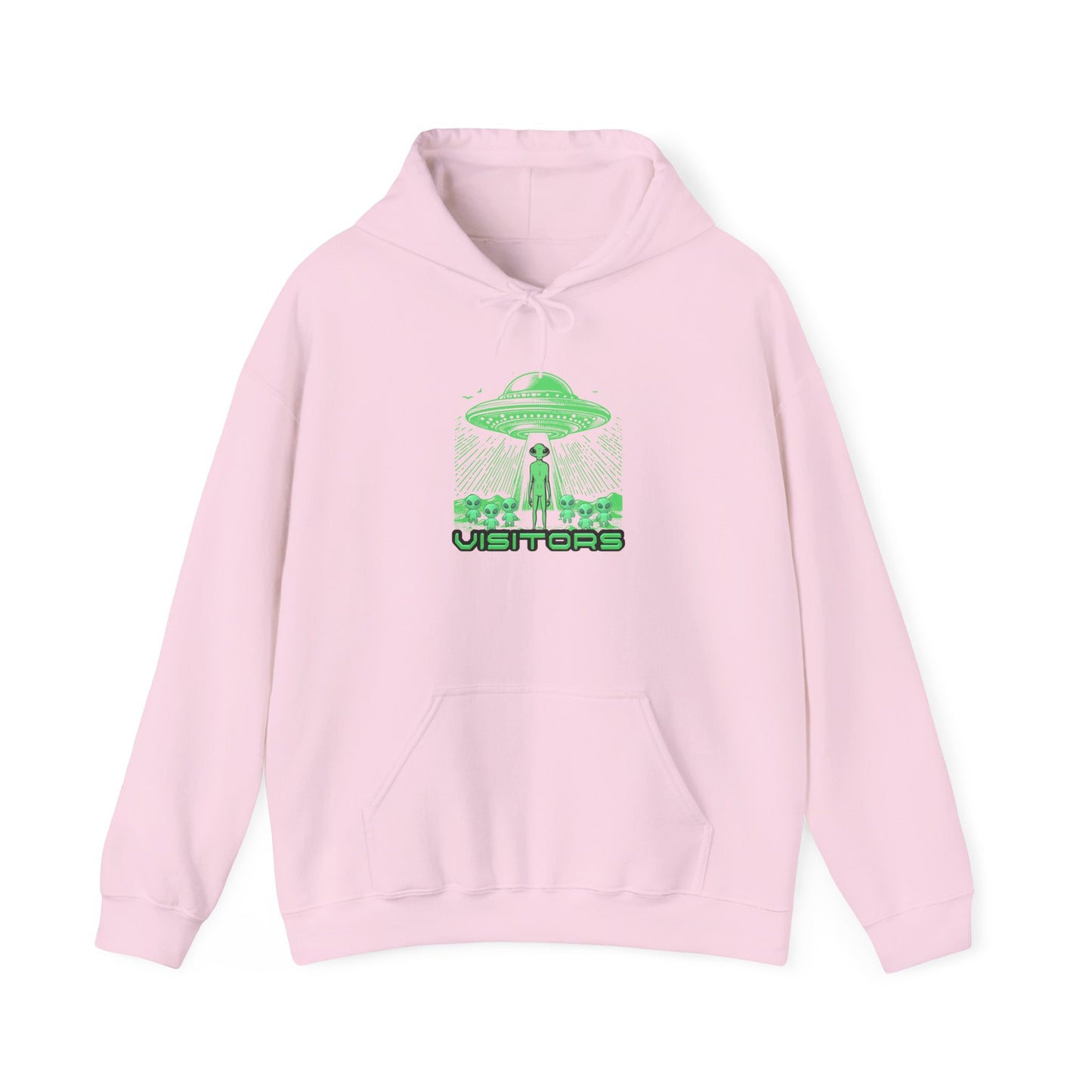Alien Abduction Hoodie — "Visitors" Retro UFO Pullover