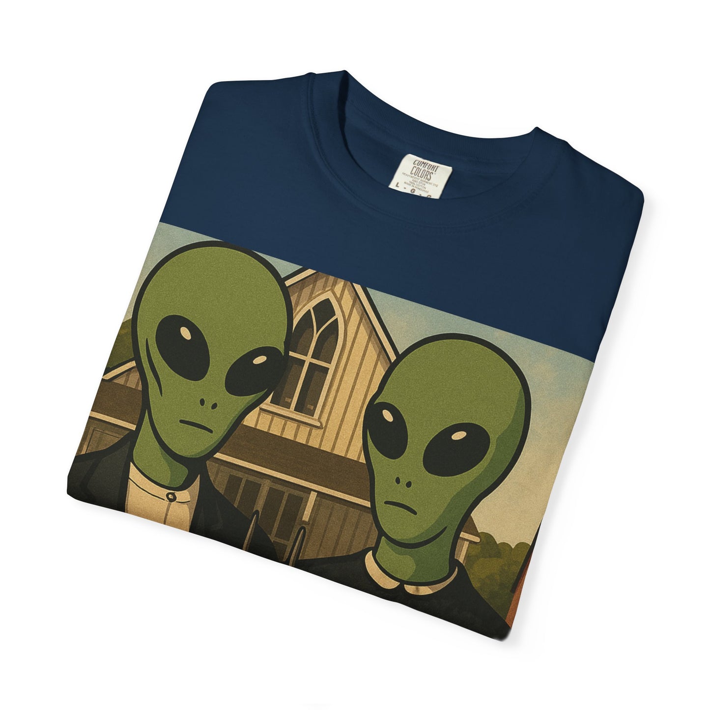 Alien Gothic T-Shirt — Parody of American Gothic Art