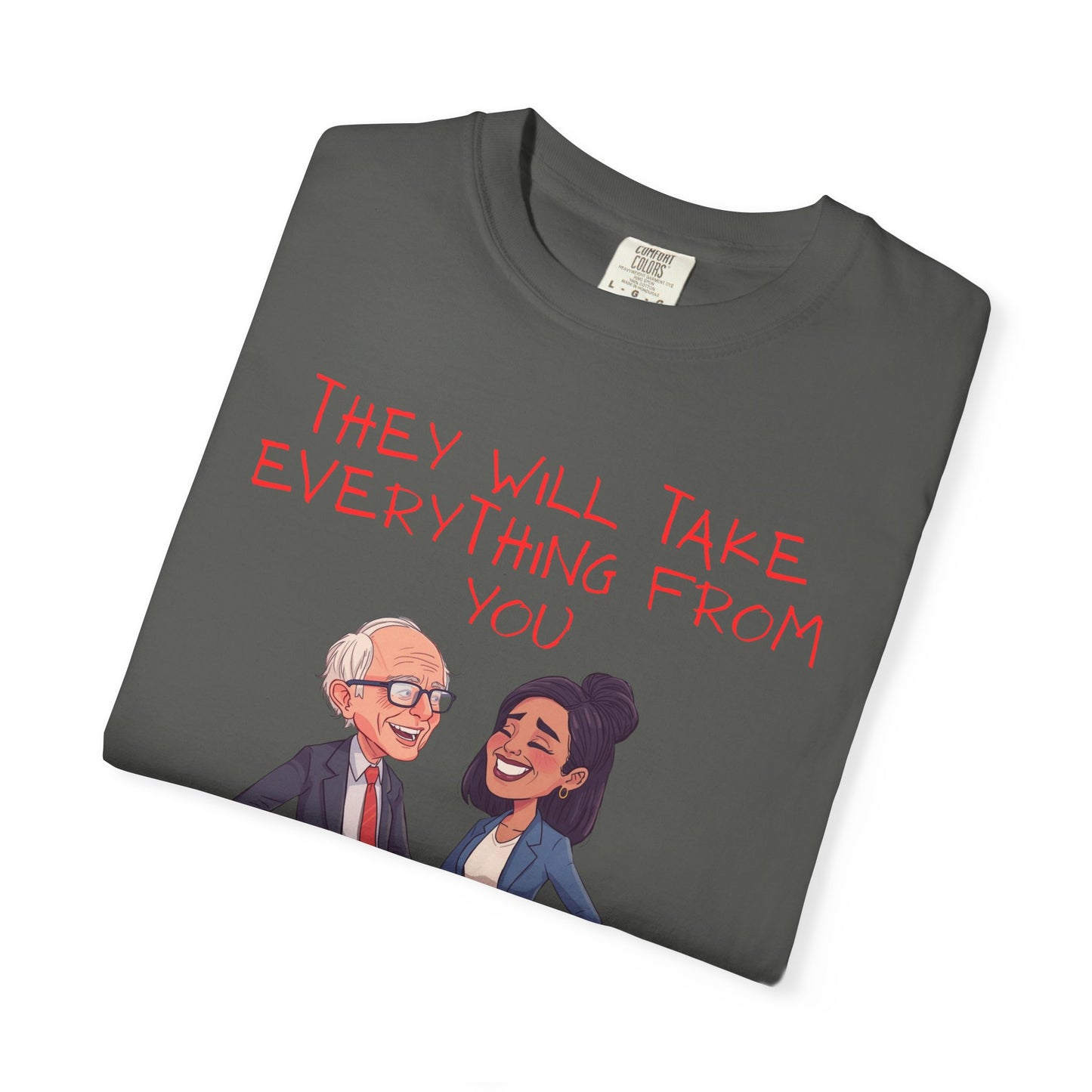 T-Shirt — 'They Will Take Everything From You But Your Job' Cartoon Duo Graphic Tee
