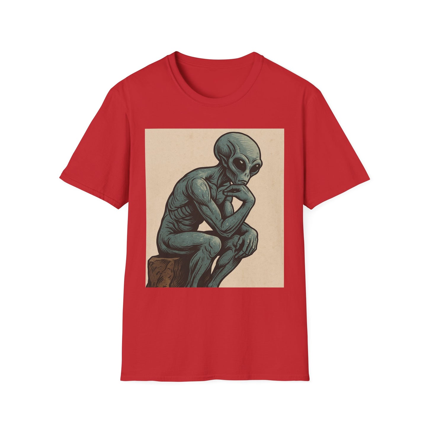 Alien Thinker T-Shirt — Retro Art Sci‑Fi Graphic Tee