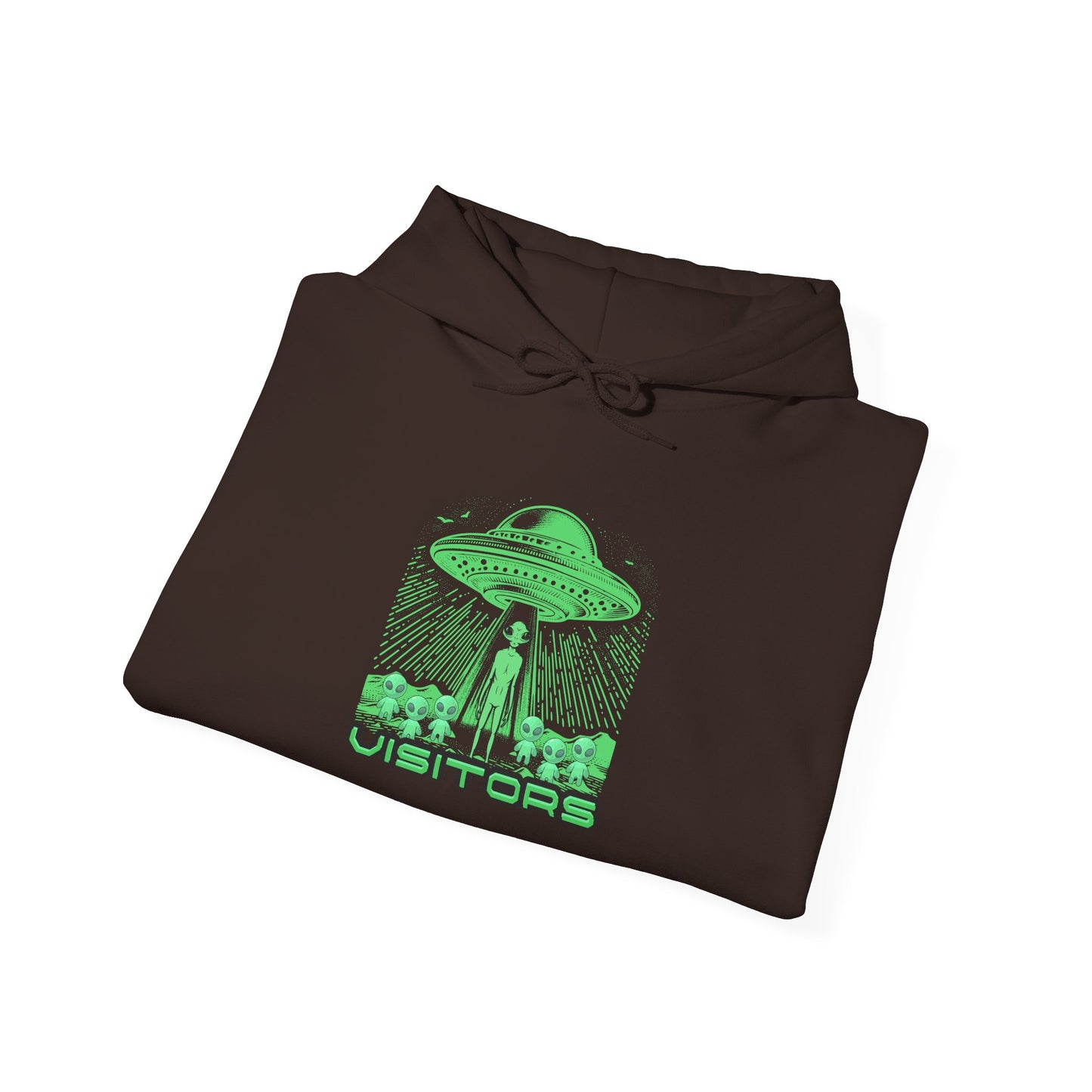 Alien Abduction Hoodie — "Visitors" Retro UFO Pullover