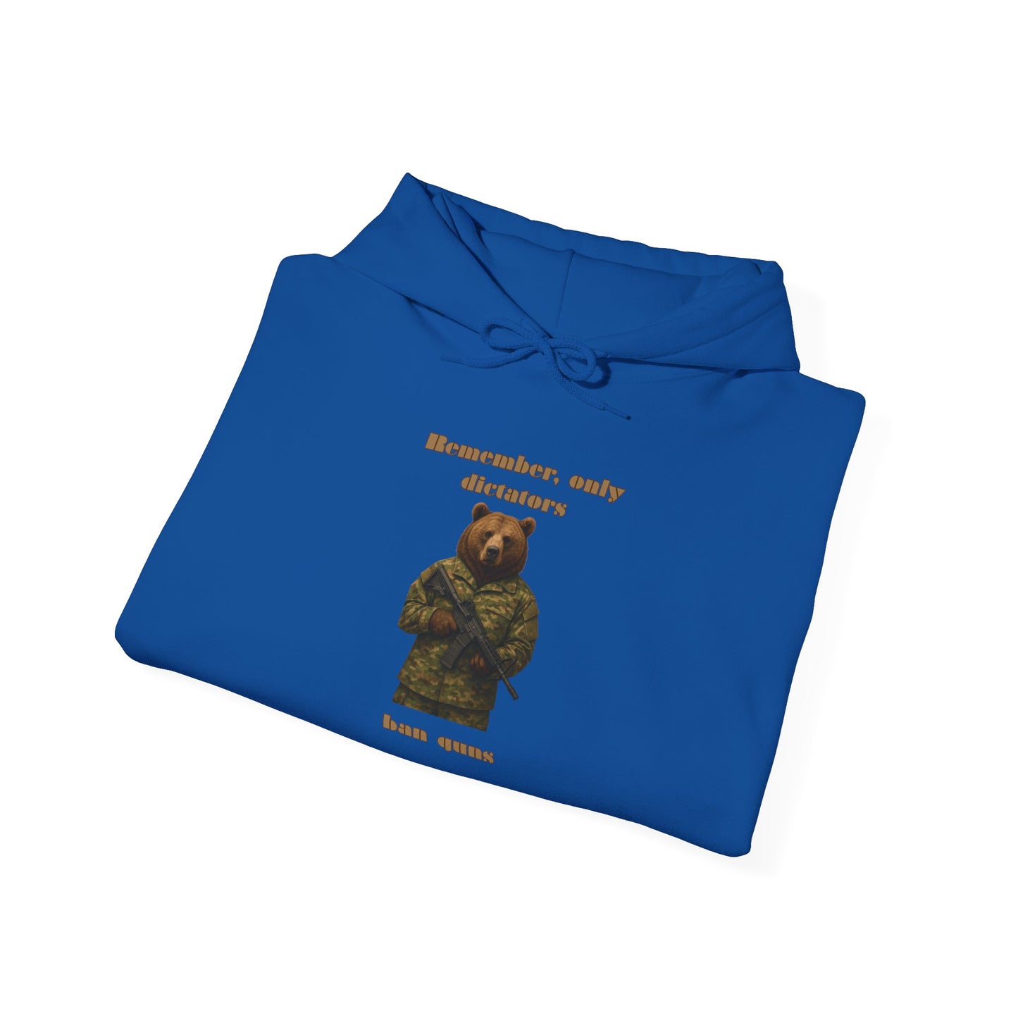 Military Bear Graphic Hoodie — "Brownsack, salty dictators have eyes" Novelty Streetwear